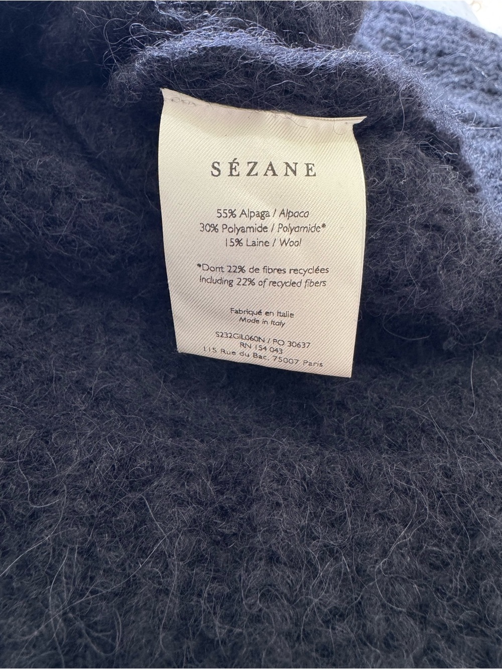 Sézane Emile Ribbed Knit Alpaca Cardigan in Black - Picture 6 of 6
